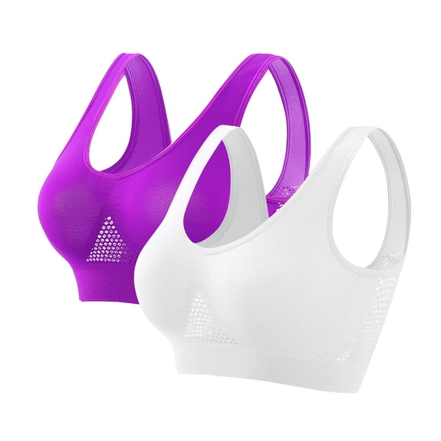 Timegard Sports Bras for Women 2pc Plus Size Full Coverage Support Breathable Comfy Thin Daily Bras