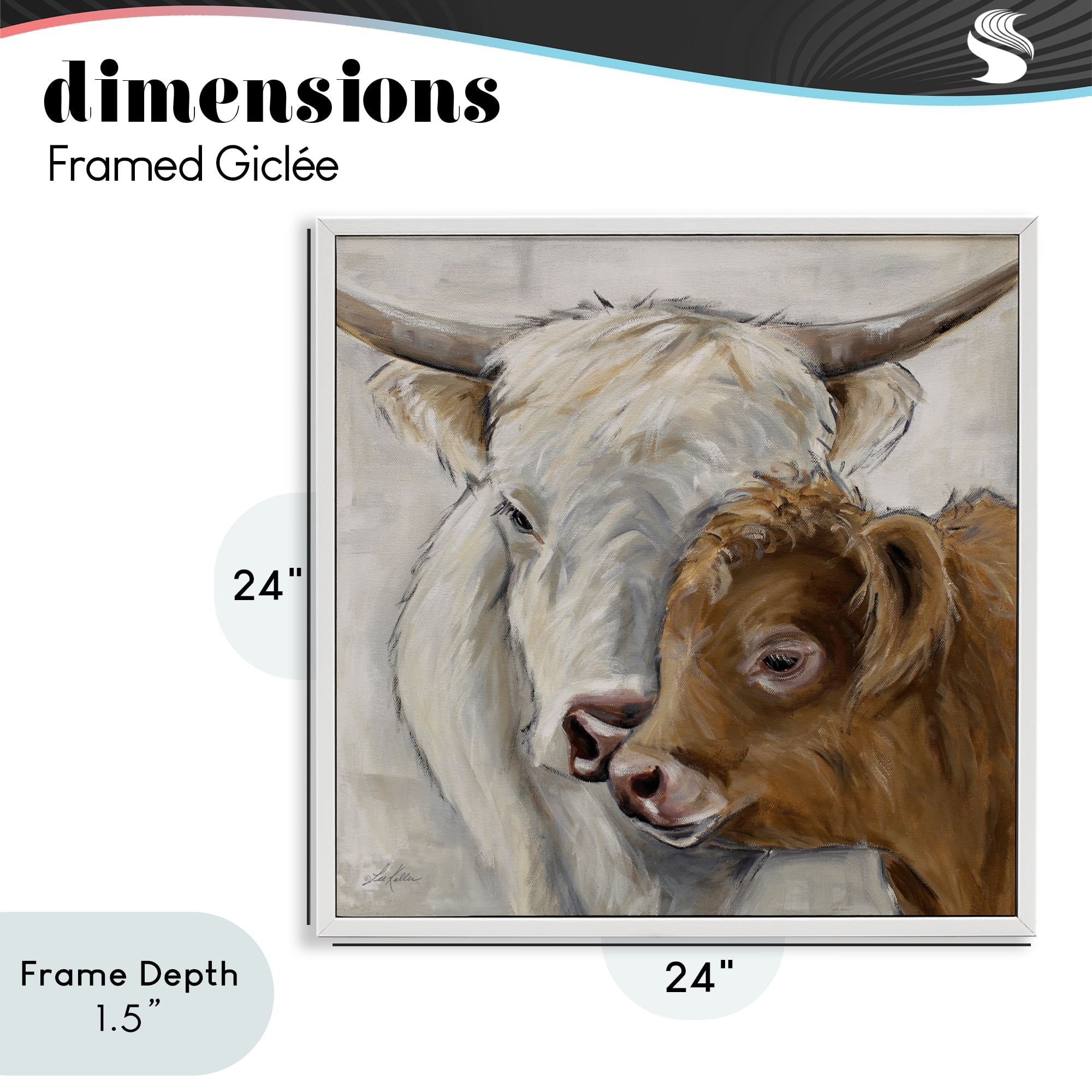 Stupell Industries Highland Cow & Calf Contrasts White Framed Giclee Art, design by Lee Keller