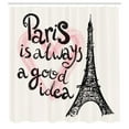thumbnail image 3 of Ambesonne Eiffel Tower Shower Curtain, Europe Dream Tour, 69"Wx75"L, Cream Pink Black, 3 of 5