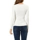 thumbnail image 3 of INSPIRAR CHIC Blusas de Manga Larga Ajustadas de Cuello Redondo Sólido para Mujeres, Color Blanco, 3 of 7