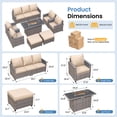 thumbnail image 3 of ELPOSUN 7 Pieces Outdoor Patio Furniture Set with Fire Pit Table, Outdoor Wicker Sectional Patio Conversation Set with Ottoman for Garden, Poolside, Backyard, Khaki Cushion, 3 of 10