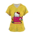 2024 LIN Kawaii Nurse Uniform Scrubs Tops Womens Cartoon Hello Kitty