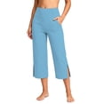 thumbnail image 2 of BUIGTTKLOP Capri Pants for Women High Waisted Yoga Capris Side Split Stretchy Pull on Cropped Lounge Pants with Pockets, 2 of 6