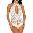 thumbnail image 2 of Yuemengxuan Women Sexy Attractive See-through Bodysuit, Sleeveless Halter Neck One-piece, 2 of 3