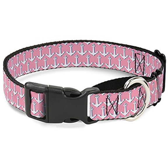 Buckle-Down Anchor2 Monogram Baby Pink Baby Blue White Martingale Dog Collar
