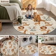 thumbnail image 6 of 3ft Washable Round Rug, Cartoon Lions Giraffe Tiger Non-Slip Circle Area Rug for Bedroom Bedside, Cute Animal Leaf Musical Note Linen Soft Indoor Floor Mat for Home Decor, 6 of 9