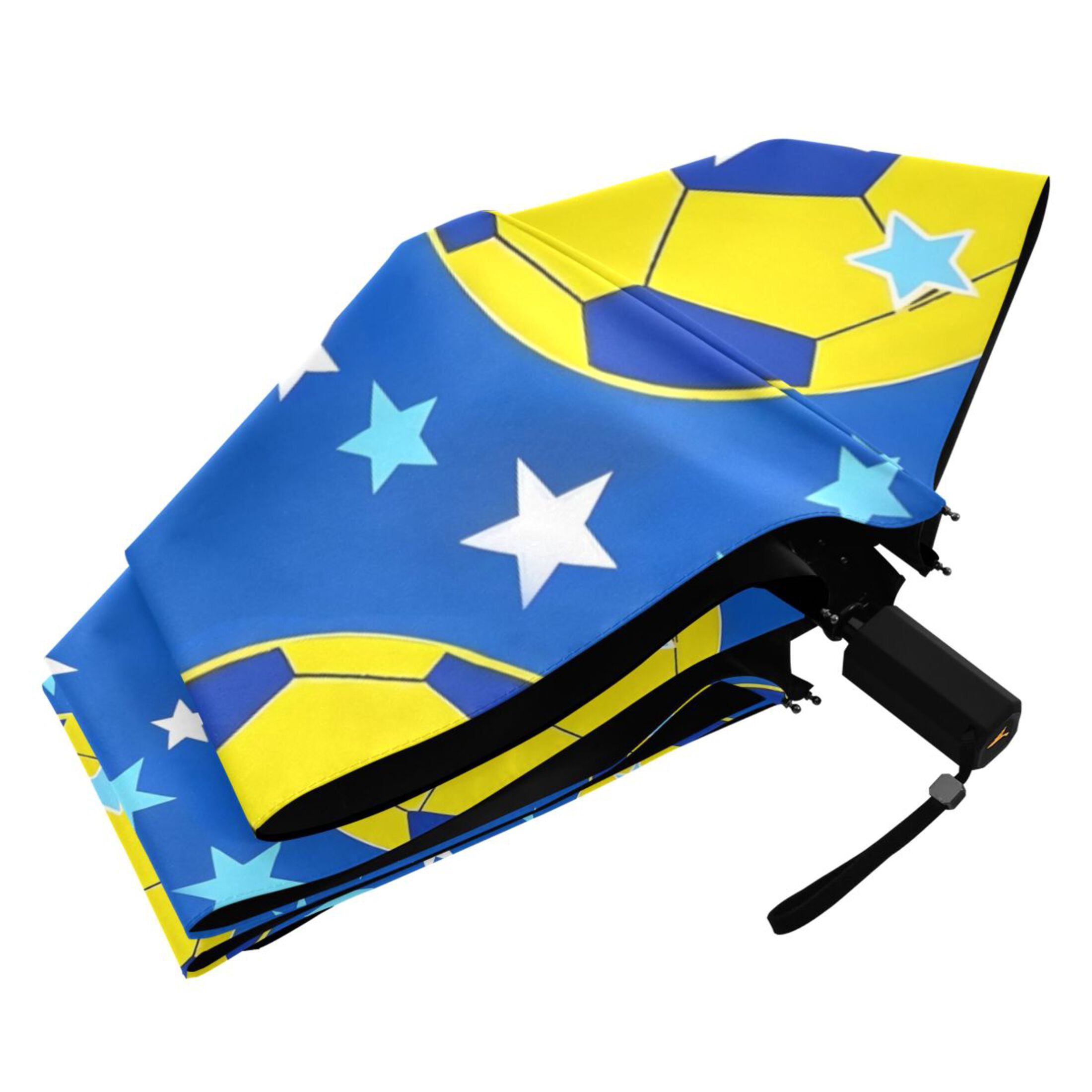 ALAZA Soccer Star Footballs UPF 50+ Compact Folding Umbrella for Rain Travel Umbrella Packable