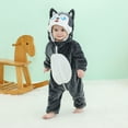 thumbnail image 5 of Meitianfacai Baby Bear Onesie Outfit Suit Girls Boys Fleece Jumpsuit Romper Hooded Snowsuit Baby Toddler Winter Clothes,Dark Gray,Size:3-6 Months, 5 of 9
