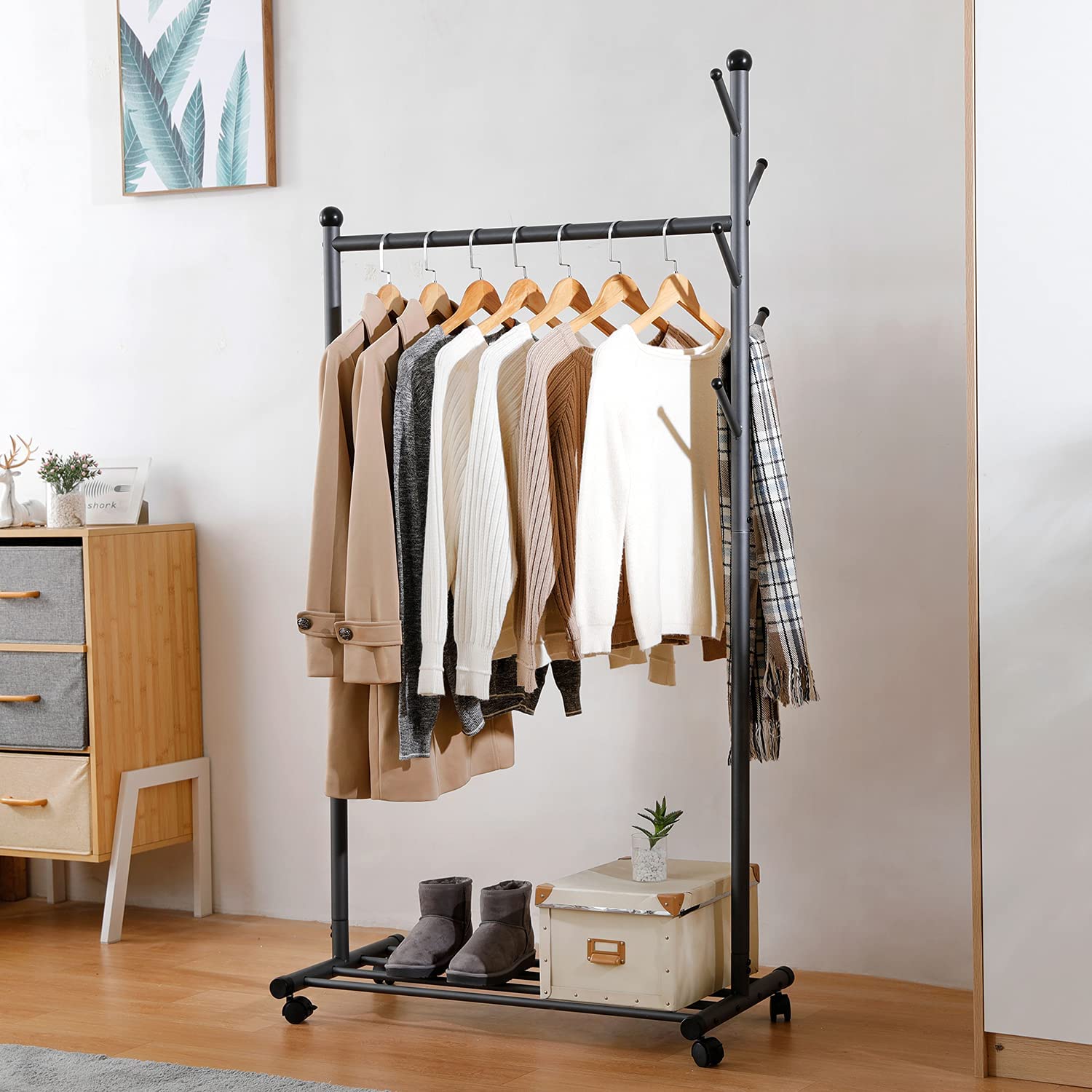 Clothing Racks for Hanging, Rolling Clothes Rack, Rolling Garment Rack, Multifunctional Garment