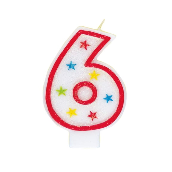 Glitter Number 6 Birthday Candle & Happy Birthday Cake Topper
