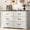 White, variant on NEGYLIM 6 Drawer Dresser for Bedroom Farmhouse Chest of Drawers Retro Storage Cabinet with Vintage Handles Large Capacity White Dresser for Living Room Closet Hallway(Rustic White)