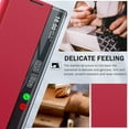 thumbnail image 3 of for Samsung Galaxy S22 Ultra 5G Case Clear View Window Smart Slim for Samsung S22 Ultra Case Luxury Mirror Hard PC Kickstand Leather Flip Shockproof Galaxy S22 Ultra Cover (True Red), 3 of 7