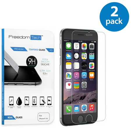 2x Freedomtech Tempered Glass Screen Protector Film LCD Guard For Apple iPhone (Best Screen Protector For Iphone 6)