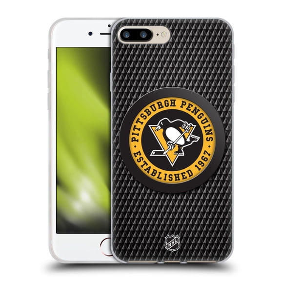 Head Case Designs Officially Licensed NHL Pittsburgh Penguins Puck Texture Soft Gel Case Compatible with Apple iPhone 7 Plus / iPhone 8 Plus