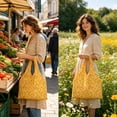 thumbnail image 3 of Bomd Reusable Shrink Grocery Bags, Colorful Flower Pattern Shopping Tote Bag, Portable Eco Handbag Multifunctional Storage Bag for Groceries Travel Beach Outdoor Daily Use Yellow, 3 of 6