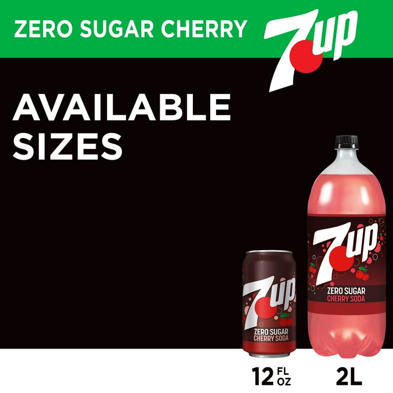 7UP Zero Sugar Cherry Soda, Caffeine Free, Low Sodium, 12 fl