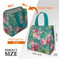 thumbnail image 3 of Pioneer Flower Floral Print Pattern Insulated Lunch Bag for Women & Adults,Large Portable Soft Cooler Lunch Bag,Thermal Food Storage Tote with Pearl Cotton,8.66L,8.75x5.75x9.5 Inch, 3 of 6