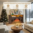 thumbnail image 4 of Fireplace TV Stand for 65 inch TVs with LED Lights, LEGAHOME Farmhouse Entertainment Center for TVs with 23in Fireplace, Wooden Living Room Media Console for 400Sqt, 62°F - 82°F Heating Range, Brown, 4 of 10