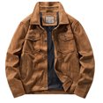 thumbnail image 6 of Odeerbi Clearance Jackets For Men Fall Jacket New Trendy Casual Lapel Lamb Fleece Corduroy Plus Fleece Thickened Long Sleeve Hoodless Outwear Khaki, 6 of 6