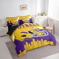 thumbnail image 3 of jejeloiu Football Sport City 7-Piece Bedding Comforter Set,Purple Yellow King Bedding Sets For Teens Reversible, 3 of 8