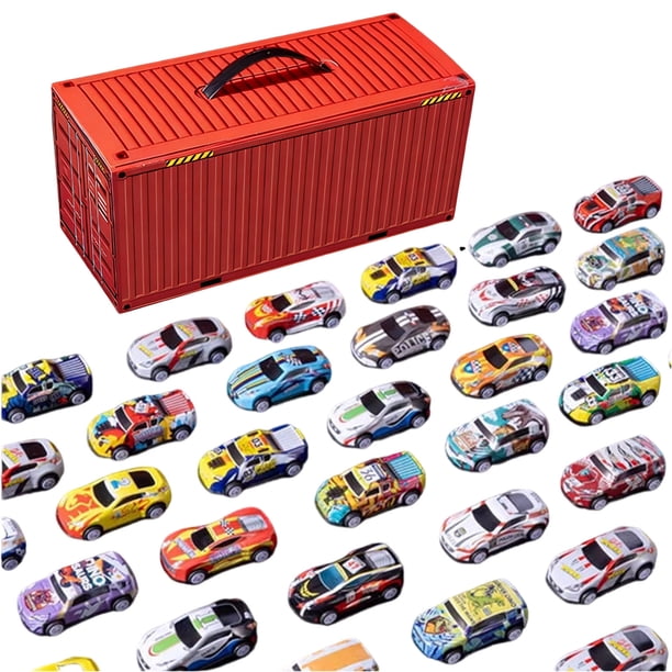 48 unidades de mini coches de tracción hacia atrás, 3 estilos, metal y ABS, con garaje y mapa, juego interactivo para niños de 4 a 14 años, desarrollo de habilidades motoras