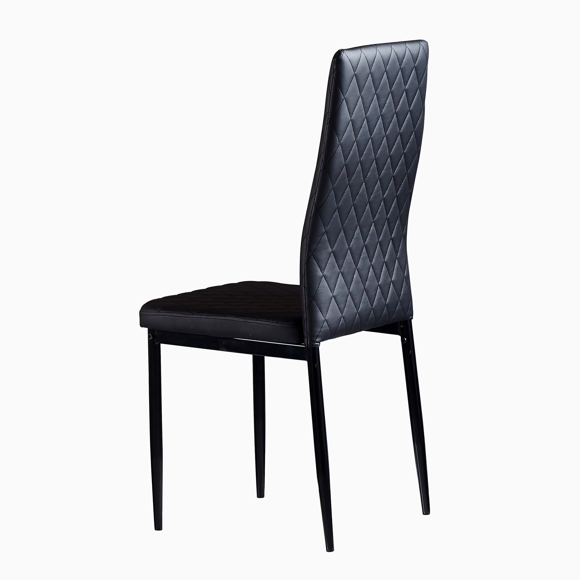 Kepooman Set of 4 Modern Diamond Grid Pattern Dining Chairs, Black Kepooman Set of 4 Modern Diamond Grid Pattern Dining Chairs, Black