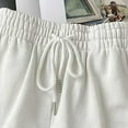 thumbnail image 4 of BLTIBY Womens Shorts Casual Solid Color Summer Ladies Elastic Waist High Waisted Drawstring Athletic Shorts with Pockets Lightweight Fashion Comfortable Short Pants White L, 4 of 4