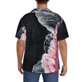 thumbnail image 3 of Honeii Pink White Ocean Waves for Men's Short-Sleeved Button-Up Collared Shirt Featuring A Pocket, Perfect for Beach Vacations, And Travel Adventures.-Medium, 3 of 5