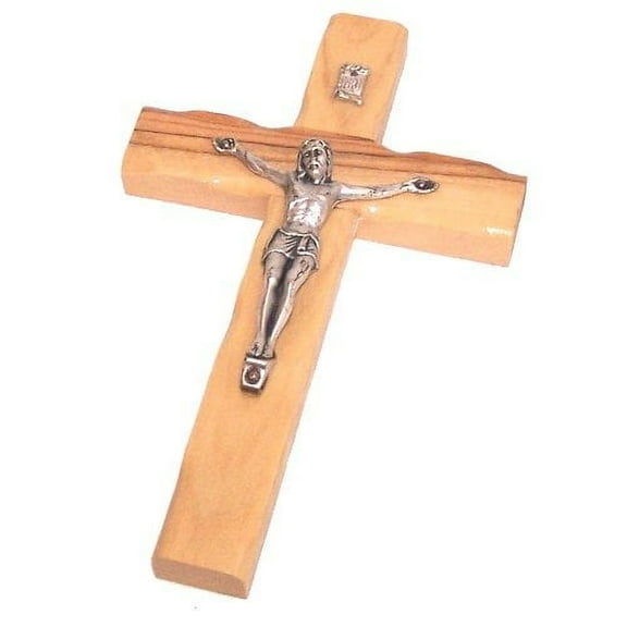 Holy Land Market Olive Wood Cross from Bethlehem with a Certificate and Lord Prayer Card
