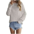 thumbnail image 3 of Fartey Fall Sweaters for Women Trendy Hollow Out Long Sleeve Crewneck Cable Knit Pullover Sweater Loose Fit Going Out Jumper Tops Gray M, 3 of 6