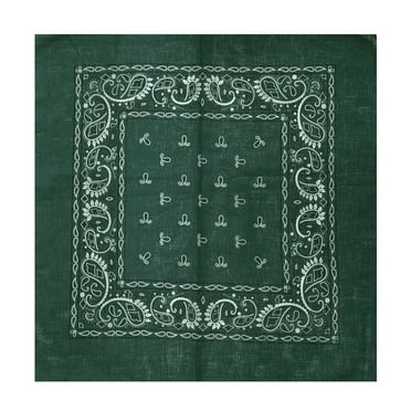Unisex 100% Cotton Multi-Purpose Bandana Head Wrap Multi-Packs, Dark Green, 12 Pieces