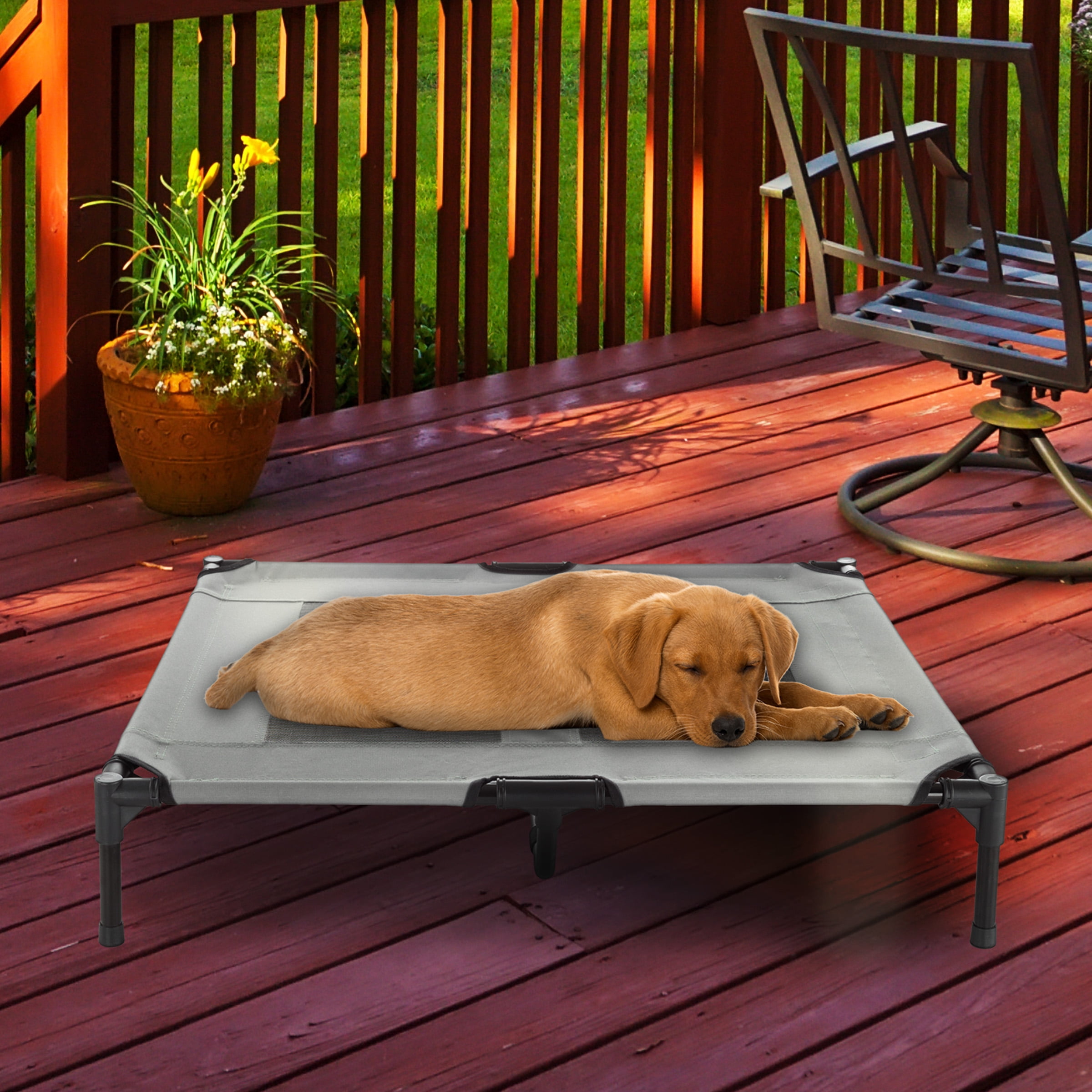 Elevated Dog Bed 36x29.75 Portable Bed for Pets with NonSlip Feet