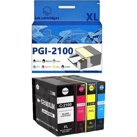 PGI-2100XL PGI2100 Ink Cartridges Compatible for Canon IB4020 B4120 MB5020 MB5120 Inkjet Printers, Leak-Proof Design Crisp Printing