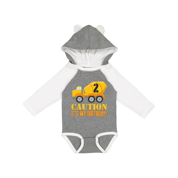 Inktastic 2nd birthday construction truck, cement mixer - 2 years old Boys or Girls Long Sleeve Baby Bodysuit