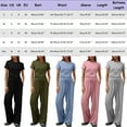 thumbnail image 3 of WENWU Women 2 Piece Casual Suit Pleated Short Sleeve Top and High Waisted Wide Leg Pants Tracksuit Set plus Size Jumpsuits Dressy Pant Suits for Women, 3 of 5