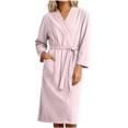 thumbnail image 4 of Yeaiivve Waffle Robes for Women Soft Quick Dry Kimono Bathrobe Lightweight Wrap Robe with Pockets and Belt for Spa or Hotel Pink XL, 4 of 7