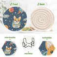 thumbnail image 4 of Qxltty Corgi Rocket Element Pattern Drink Coasters with Holder 6pcs Handmade Woven Simple Vintage Saucer Set, 4 of 7