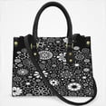 thumbnail image 2 of Black And White Floral Print Cute Flowers Cross Body Bags For Women Small Leather Female Handbags Fashion Top-Handle Totes, 2 of 4