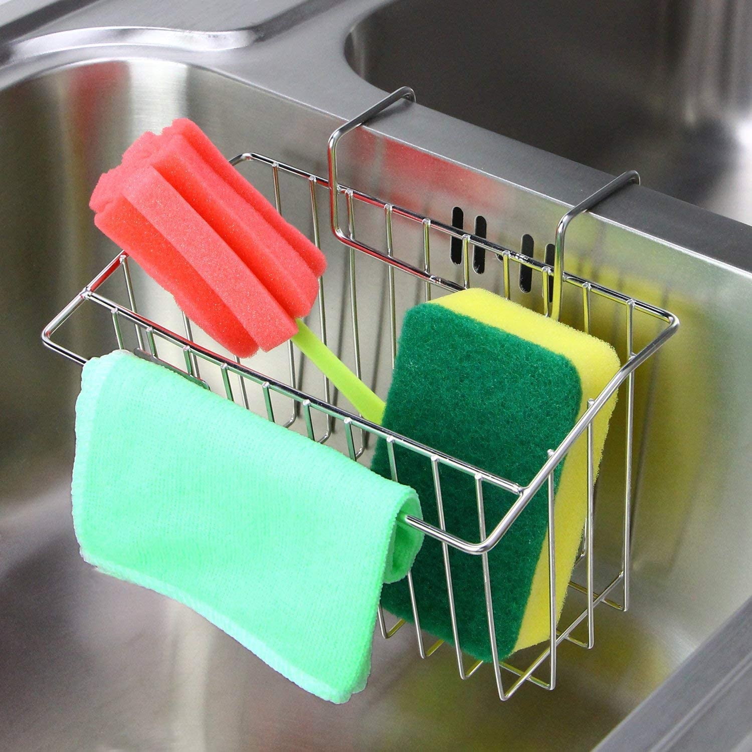Kitchen Organiser Sink Caddy Basket Dish Cleaning Sponge Holder Buckle USA ~！
