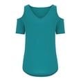 thumbnail image 5 of Aloohaidyvio T-Shirts ,Womens Fashion Casual Solid V-Neck Short Sleeve Loose T-Shirt Pullover Tops, 5 of 6
