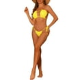 thumbnail image 2 of INSPIRAR CHIC Conjuntos de Bikini de Dos Piezas con Volantes y Pliegues, Sujetador Push Up, Bikini de Corte Alto con Lazos, Trajes de Baño Medianos Amarillos, 2 of 5