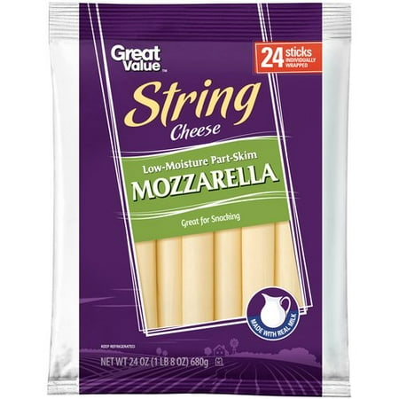 Great Value Mozzarella String Cheese, 1 oz, 24 count Great Value Mozzarella String Cheese, 1 oz, 24 count