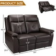 thumbnail image 6 of PU Leather Reclining Sofa - Manual Double Recliner Loveseat with Massage & Heating - 2-Seater Home Theater Seating for Living Room, Reading Room, Bedroom (Brown), 6 of 7