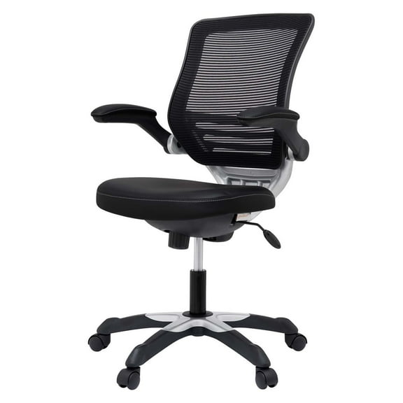 Computer Work Desk Chair, Black, Faux Vinyl Leather, Home Office Business, Modern Contemporary HB34278