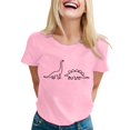 thumbnail image 2 of T Shirts for Women Short Sleeve Crewneck Casual Cute Dinosaur Graphic Tees Funny Dino Shirt Summer Tops, 2 of 5