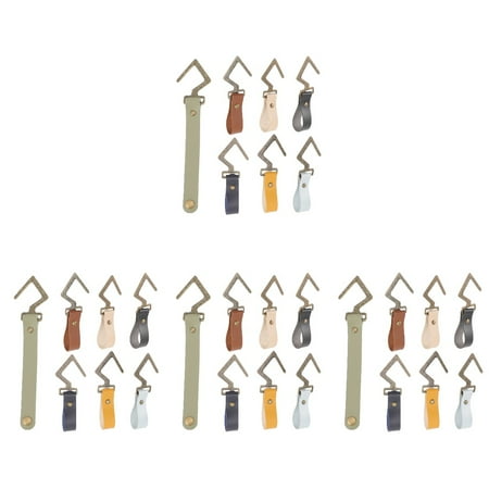 

TOYMYTOY 28 Pcs Tent Clothesline Hooks Leather Button Hooks Leather Hangers Camping Hooks