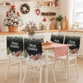thumbnail image 2 of Merry Christmas Chair Covers Set of 1 Black Santa Claus Snowman Pine Tree Snow Farm Chair Back Covers Stretch Removable Washable Slipcovers Protector for Dining Room Kitchen Party Decor, 2 of 5