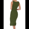 thumbnail image 2 of Vestido Midi Ajustado Fruncido para Mujer, Cuello Cuadrado, Sin Mangas, Bajo con Volantes, Vestido de Fiesta para Discoteca, Verde , Talla S, 2 of 7