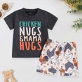 thumbnail image 2 of KPOPLK Baby Boy Outfit First Birthday Short Sleeve T-Shirt Top+ Solid Shorts Set One Year Old Clothes(2-3 Years,Black), 2 of 6