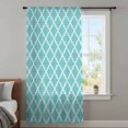 thumbnail image 4 of Quatrefoil Moroccan Pattern Sheer Curtains 45 Inches Long, Geometric Aqua Morocco Light Filering Curtains, Breathable Simi Curtain Privacy Drapes for Kitchen Bathroom Small Window Treatment, 4 of 9